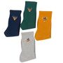 Men's Highland Cow Tartan Embroidered Cotton Socks Four Pack, thumbnail 3 of 7