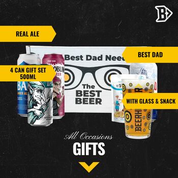 Best Dad British Ale Beer Gift Set With Glass And Snack, 2 of 4