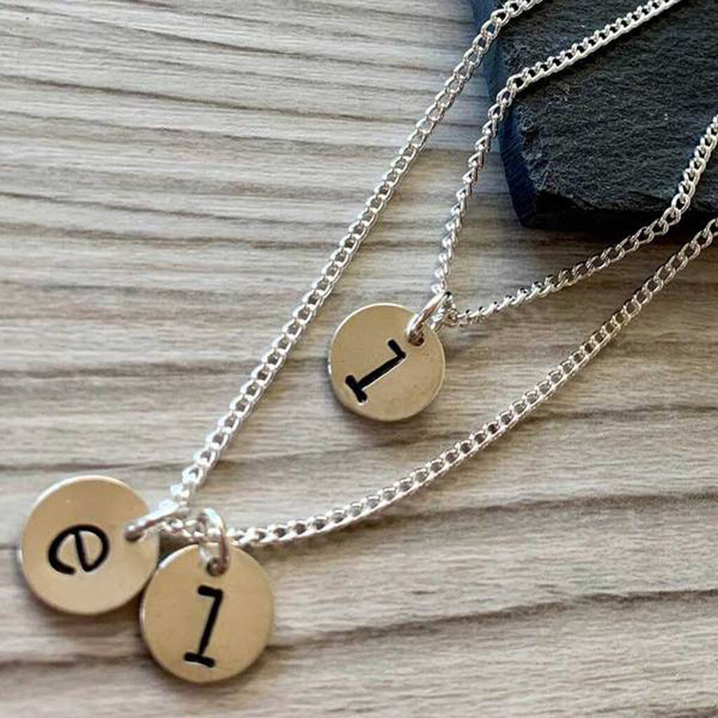 Initial disc necklace silver Clearance