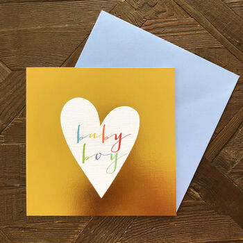 Gold Foiled New Baby Boy Card, 3 of 5