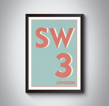 Sw3 Chelsea, Kensington, London Postcode Print, 7 of 8