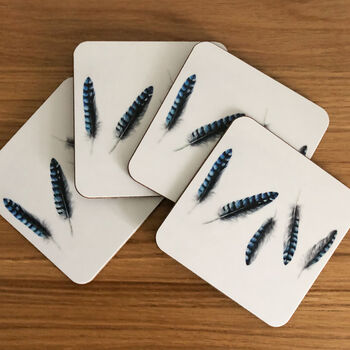 Jay Feather Mini Chopping Board And Coasters Gift Set, 4 of 5