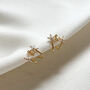 Cz 18k Gold Flower Stud Cuff Earrings, thumbnail 1 of 3