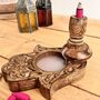 Handmade Mango Wood Backflow Hamsa Hand Incense Holder, thumbnail 1 of 5