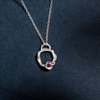 Ruby Recycled Silver Eternity Necklace July Birthstone, 6 of 9