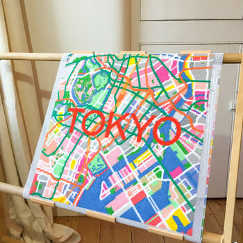 Tokyo Blossom City Map Needlepoint Kit, 2 of 6