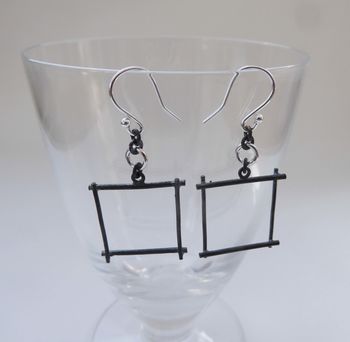 Silver Square Drop Earrings, 5 of 9