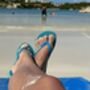 Vibrant Teal Rubber Flip Flops, thumbnail 2 of 12