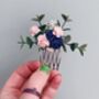 Navy And Blush Flower Hair Comb, thumbnail 6 of 6