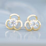 9ct Gold Open Flower Stud Earrings, thumbnail 1 of 3