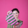 Stripes Pink And Green Sling Bag Waxed Cotton Bag, thumbnail 2 of 3