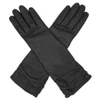 Audrey. Women's Ruched Long Leather Gloves, 3 of 12