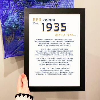 Personalised 90th Birthday Gift Print Poem Of 1935, 3 of 5