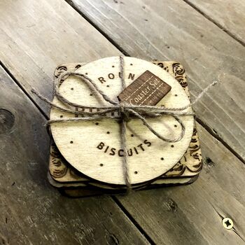 Set Of Six Wooden Biscuit Coasters, 4 of 4