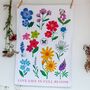 Tea Towel Flower Illustrations 100% Cotton, thumbnail 1 of 5