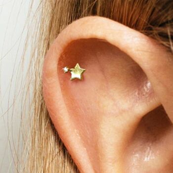 Sterling Silver Star Stud For Helix Or Tragus, 3 of 10