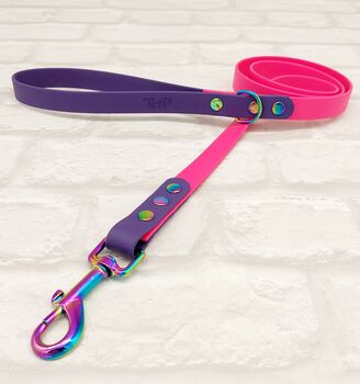 Waterproof Dog Collar And Lead Set Pink/Acid Purple, 3 of 3