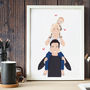 Hand Painted Personalised Dad Piggy Back Portrait, thumbnail 3 of 3