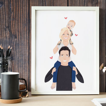 Hand Painted Personalised Dad Piggy Back Portrait, 3 of 3