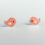 Sterling Silver Pink Bird Stud Earrings, thumbnail 3 of 6