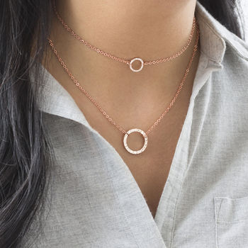Normal Layered Rose Gold Circle Necklace 