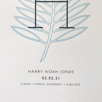 Personalised Letterpress Palm Initial Print, 3 of 3