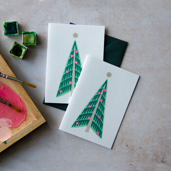 Retro Christmas Tree Mini Holiday Card, 2 of 4