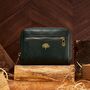 Women's Genuine Leather Purse In Racing Green, thumbnail 1 of 6
