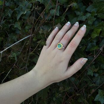 Small Round Emerald Reef Adjustable Ring, 2 of 8