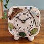 Ceramic Clock With Jumping Dogs In Chocolate Brown And Cream Yellow, thumbnail 3 of 8