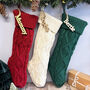 Traditional Christmas Stockings Personalised Name Tag Green, Red, Ivory, thumbnail 1 of 4