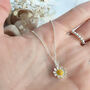 Sterling Silver Personalised Daisy Flower Pendant Two Tone Necklace, thumbnail 8 of 9