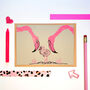 Flamingo Hand Screen Printed New Baby Card, thumbnail 3 of 4