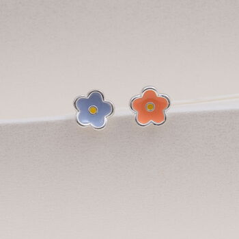 Sterling Silver Friendship Enamel Flower Earrings, 2 of 6
