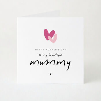 Personalised Happy Mother’s Day Card To My Or Our Mummy Modern Heart Design, 2 of 5