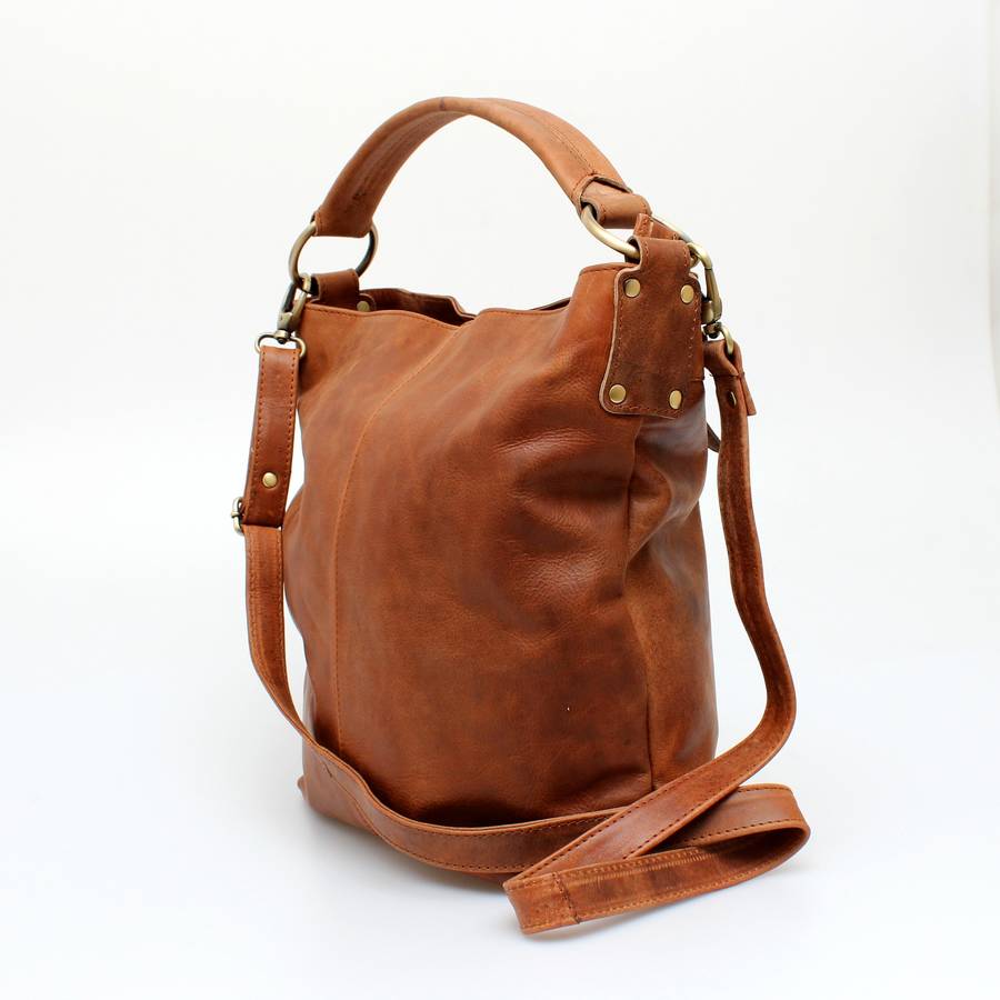 Original Tan Leather Handbag Hobo Tote 