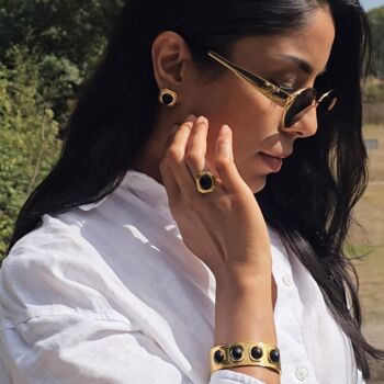 Black Agate Cuff Bangle, 3 of 8
