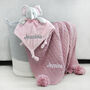 Personalised Elephant Comforter And Cable Blanket Pink, thumbnail 6 of 11