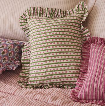 Indian Block Print Frilly Cushion, 4 of 6