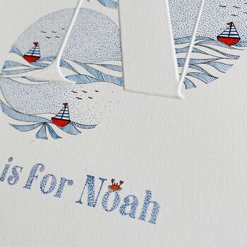 Sail Boat Embossed Initial And Name Art, 2 of 3