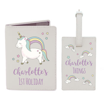Personalised Leather Baby Unicorn Passport Set, 4 of 4