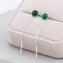 Emerald Green Cz Threader Earrings Sterling Silver, thumbnail 9 of 12