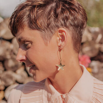 'Tempest Supernova' Ethical Hand Beaten Brass Earrings, 3 of 3