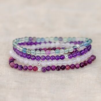 Crown Chakra Crystal Bead Bracelet Set For Clarity And Connection, 2 of 4