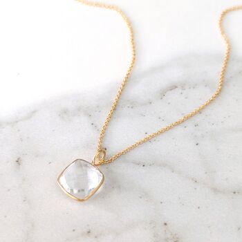 White Topaz Square Cushion Necklace, 3 of 10