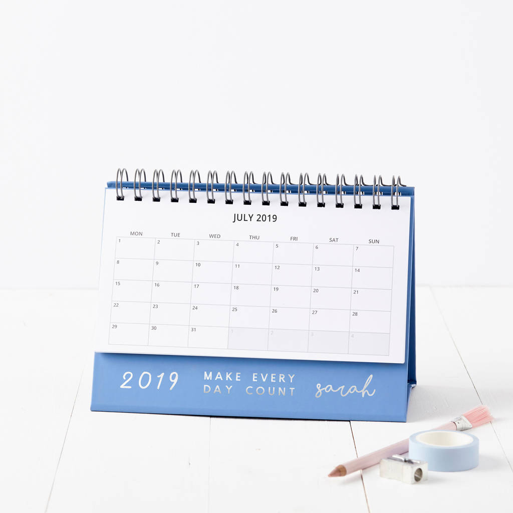 personalised 'make it count' 2019 desk calendar by martha brook