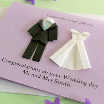Personalised Mr And Mrs Origami Wedding Card, 5 of 5