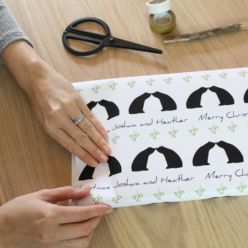 Personalised Bear Couple Mistletoe Wrapping Paper, 2 of 2