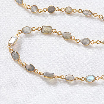 Labradorite Multicut 18 K Gold Plated Silver Necklace, 3 of 11