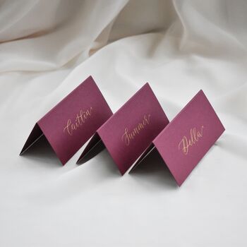 Personalised Calligraphy Burgundy Place Name Cards X 10, 4 of 6